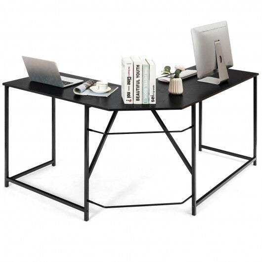 L Shaped Corner Home Office Computer Desk Home-Black - Color: Black