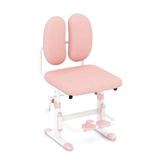 Ergonomic Height-adjustable Kids Study Chair with Double Back Support-Pink - Color: Pink