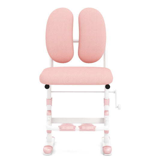 Ergonomic Height-adjustable Kids Study Chair with Double Back Support-Pink - Color: Pink