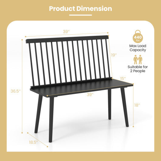 Entryway Bench for 2 with Spindle Back for Kitchen Dining Room Hallway-Natural