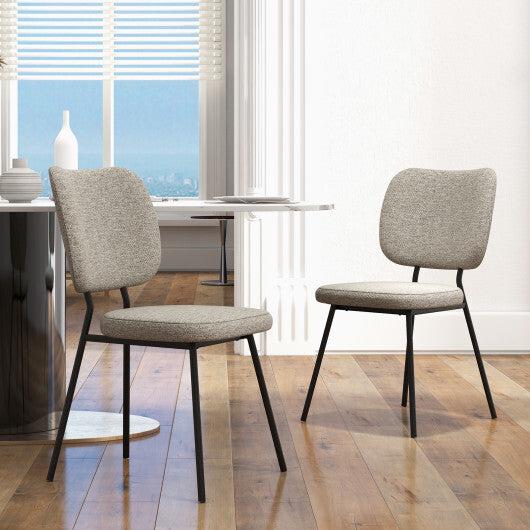 Set of 2 Modern Armless Dining Chairs with Linen Fabric-Gray