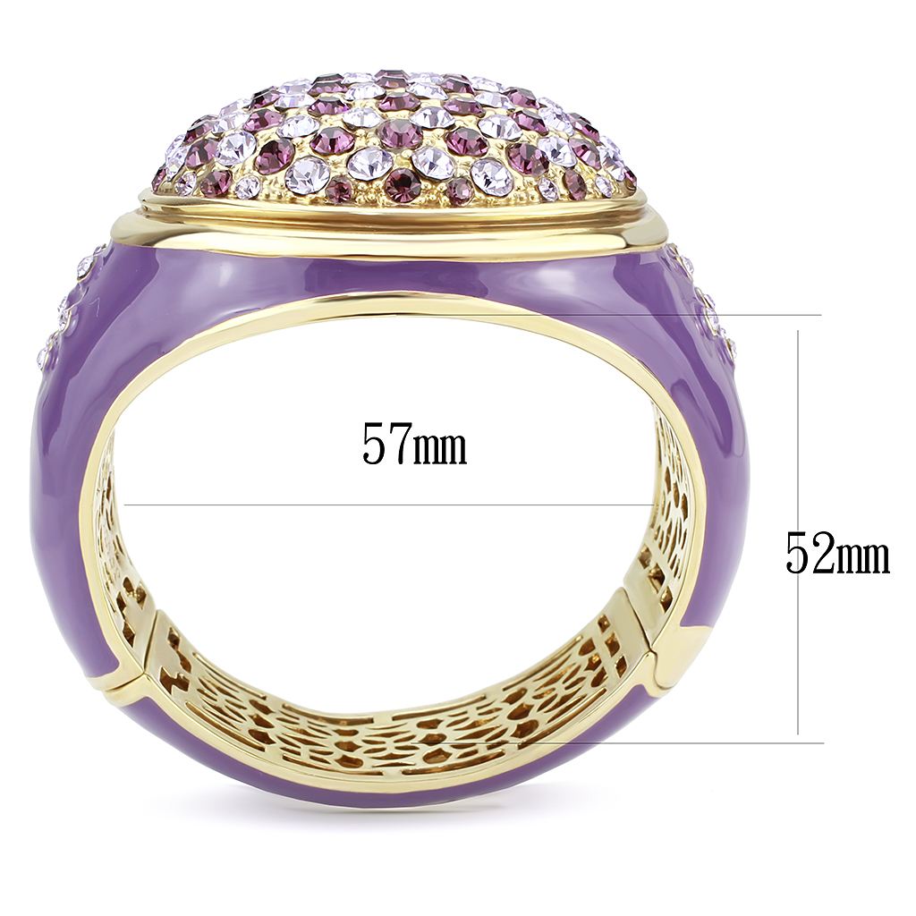 LO4326 - Gold Brass Bangle with Top Grade Crystal  in Amethyst