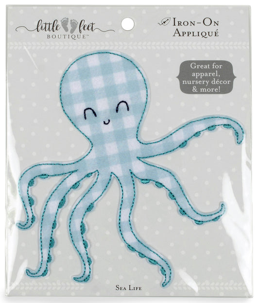 Fabric Editions Little Feet Boutique Iron On Applique Sea Life Octopus