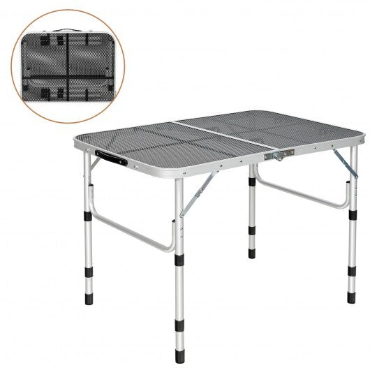 Aluminum Grill Table with Iron Mesh Top-Silver