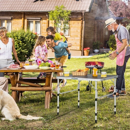 Aluminum Grill Table with Iron Mesh Top-Silver