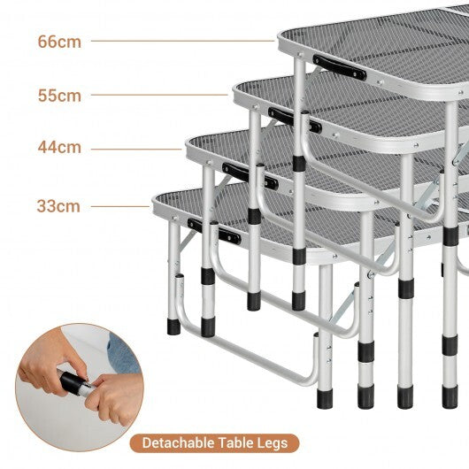 Aluminum Grill Table with Iron Mesh Top-Silver