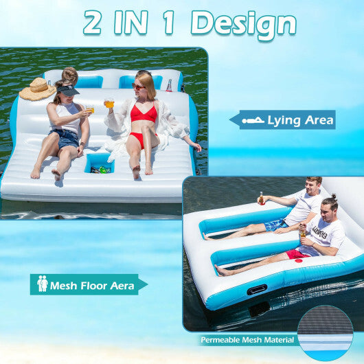 Floating 4 Person Inflatable Lounge Raft with 130W Electric Air-White