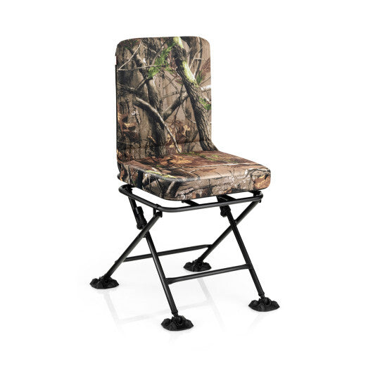 Swivel Folding Chair with Backrest and Padded Cushion-Camouflage - Color: Camouflage