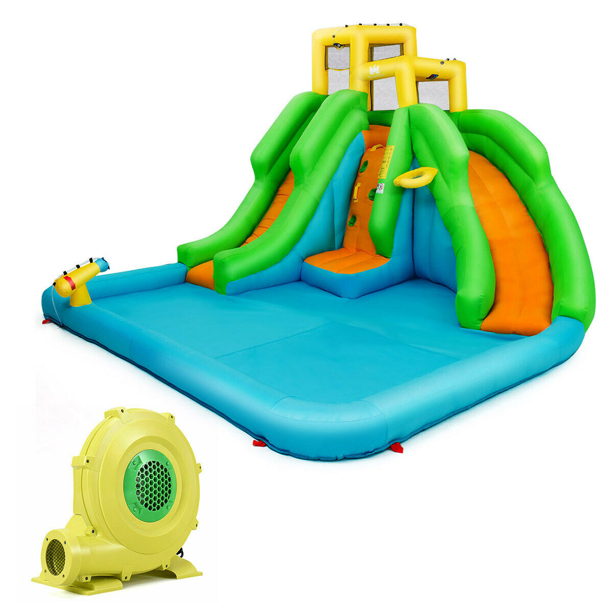 Kids Inflatable Water Park Bounce House with 480W Blower - Color: Blue