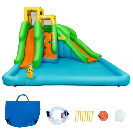 Kids Inflatable Water Park Bounce House with 480W Blower - Color: Blue