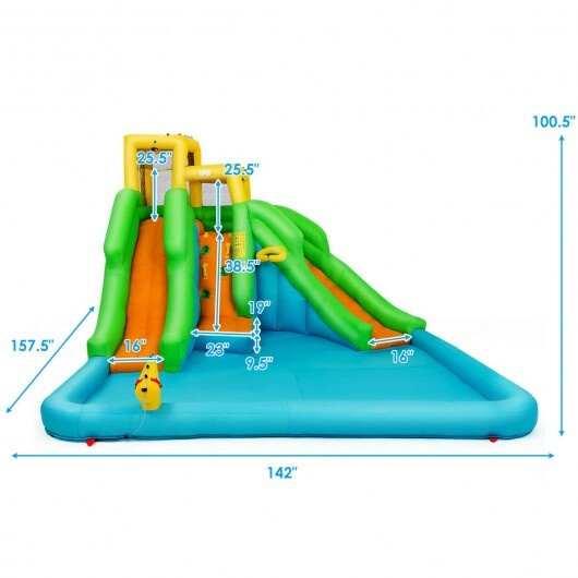 Kids Inflatable Water Park Bounce House with 480W Blower - Color: Blue