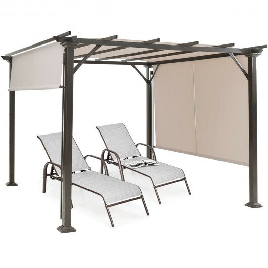 10 x 10 Feet Metal Frame Patio Furniture Shelter-Beige