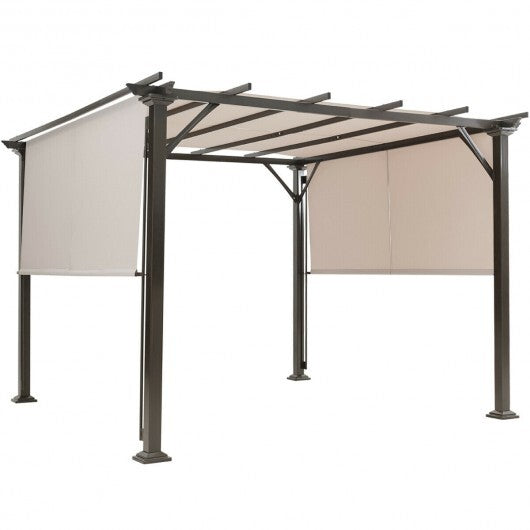 10 x 10 Feet Metal Frame Patio Furniture Shelter-Beige