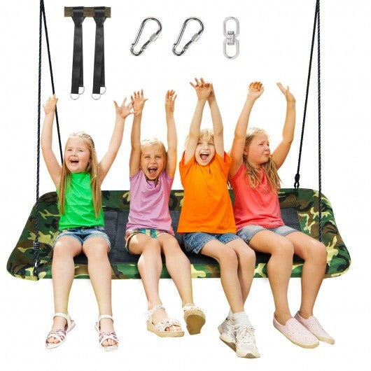 60 Inches Platform Tree Swing Outdoor with  2 Hanging Straps-Camouflage - Color: Camouflage