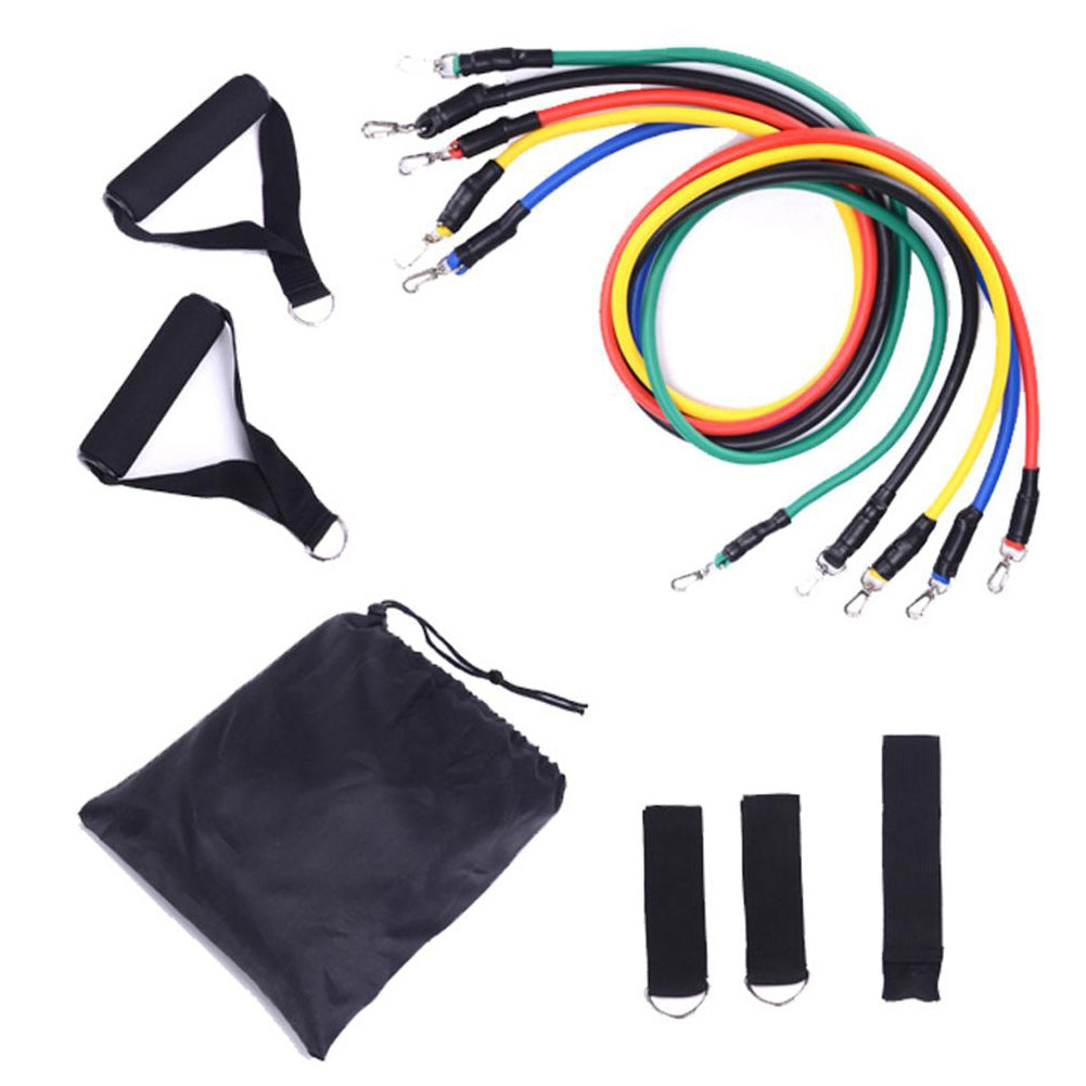 US 11Pcs Resistance Bands Yoga Pilates Crossfit Fitness Equipment Elastic Pull Rope Workout Latex Tube Set