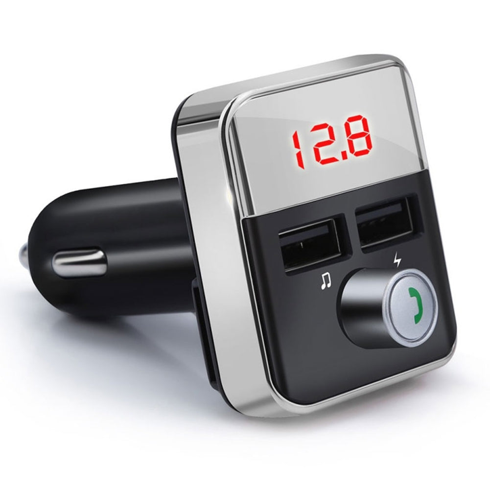 Car Mp3 Player Fm Transmitter Bluetooth-compatible Hands-free Dual Usb Wireless Charger silver + black