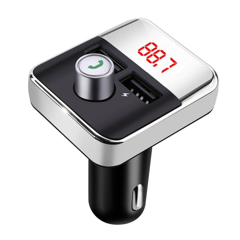 Car Mp3 Player Fm Transmitter Bluetooth-compatible Hands-free Dual Usb Wireless Charger silver + black