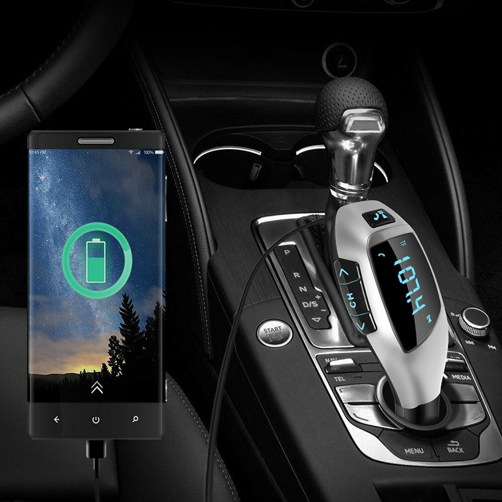 X5 Car Wireless Fm Transmitter Bluetooth USB Charging Port Black