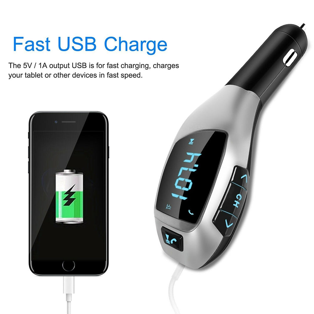 X5 Car Wireless Fm Transmitter Bluetooth USB Charging Port Black