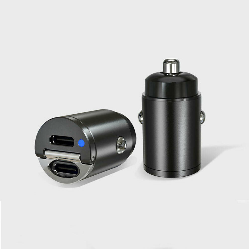 Mini Dual USB Type-c Pd Car Phone Charger Black