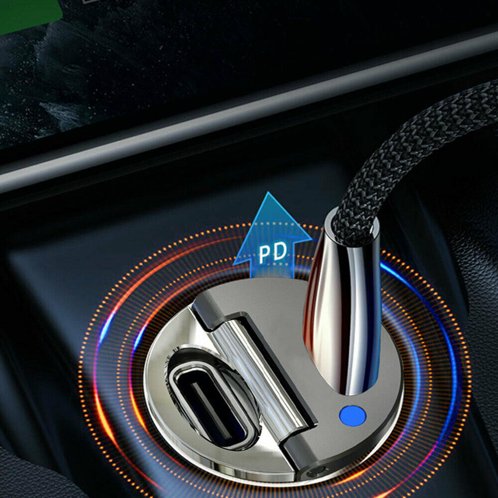 Mini Dual USB Type-c Pd Car Phone Charger Black