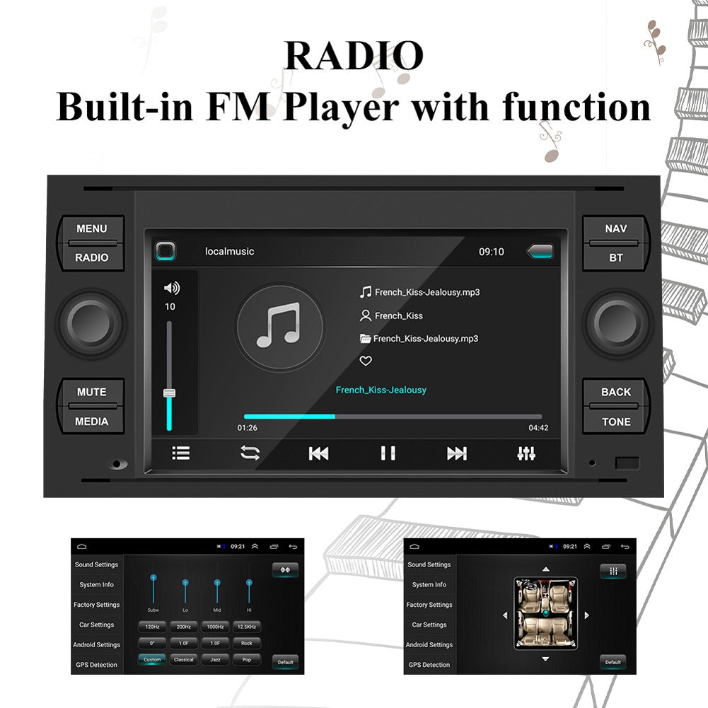 Android 8.1 Car Radio 7-inch Large-screen Bluetooth GPS Multimedia Video Player Compatible for Ford Transit 2+32g