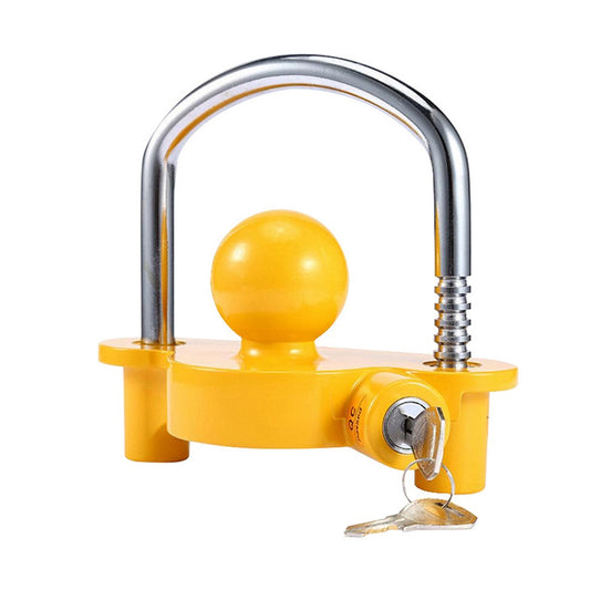 Car Trailer Lock Yacht Rv Connector Trailer Hook U-shaped Tow Ball Aluminum Alloy Security Anti-theft Lock yellow