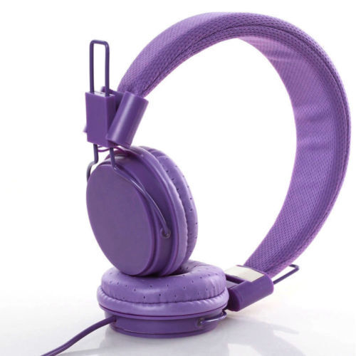 Kids Wired Ear Headphones Stylish Headband Earphones for iPad Tablet  purple