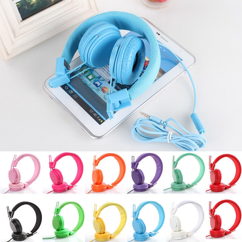 Kids Wired Ear Headphones Stylish Headband Earphones for iPad Tablet  purple