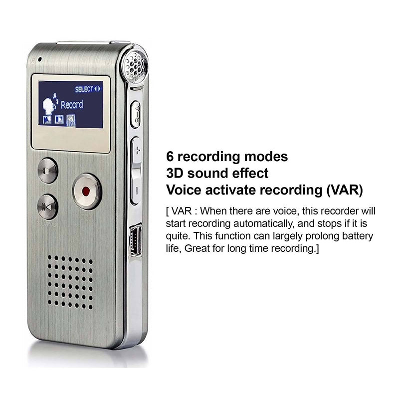 Voice Record Mini Digital Sound Audio Recorder Dictaphone Mp3 Player Silver Gray 32G