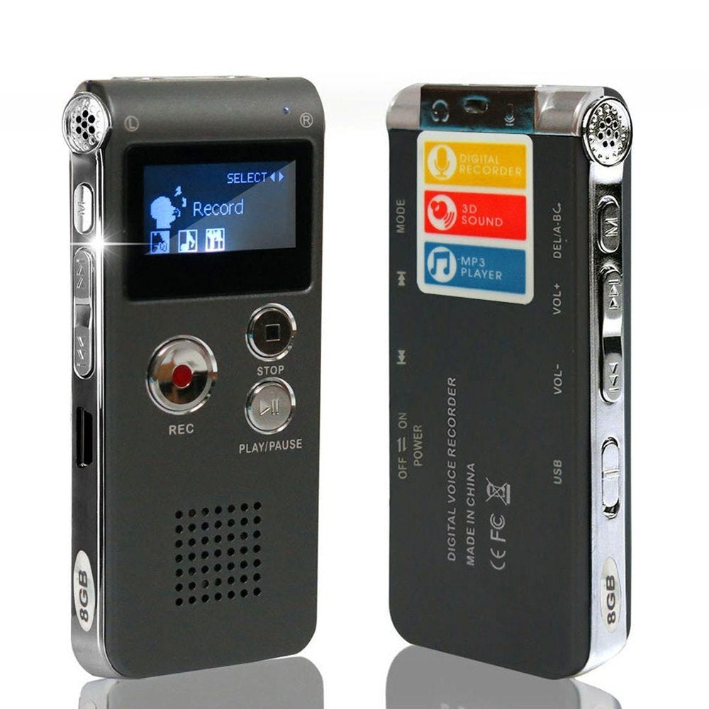 Voice Record Mini Digital Sound Audio Recorder Dictaphone Mp3 Player Gray 8G