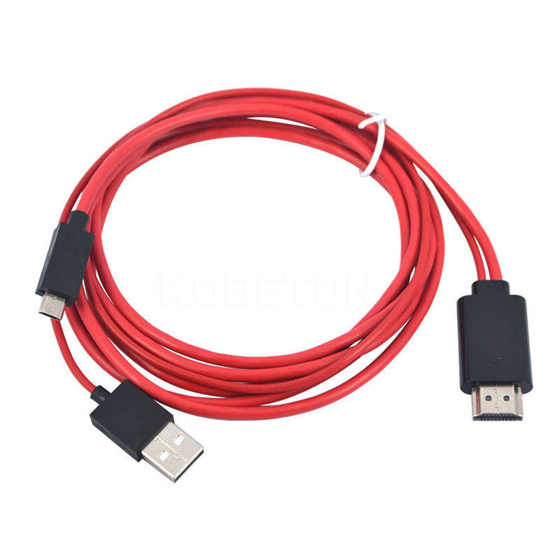 Micro USB to HDMI 1080P HD TV Cable Adapter - for Android Samsung Phones 11PIN, Red