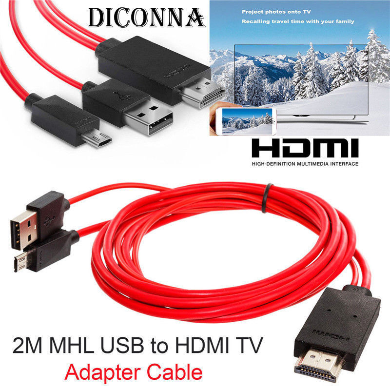 Micro USB to HDMI 1080P HD TV Cable Adapter - for Android Samsung Phones 11PIN, Red