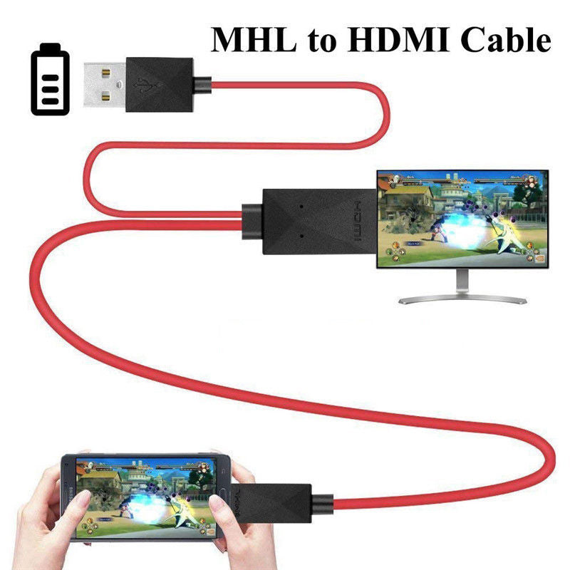 Micro USB to HDMI 1080P HD TV Cable Adapter - for Android Samsung Phones 11PIN, Red