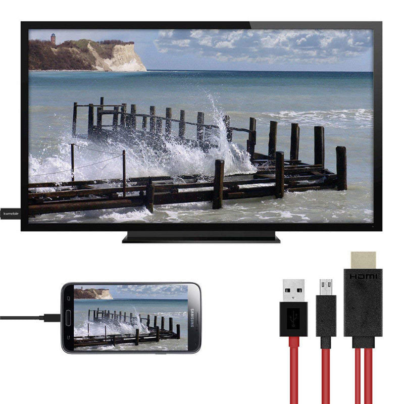 Micro USB to HDMI 1080P HD TV Cable Adapter - for Android Samsung Phones 11PIN, Red