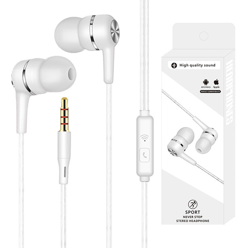 Wired Headset Earphone with Microphone Hands Free for Tablet PC Phone white