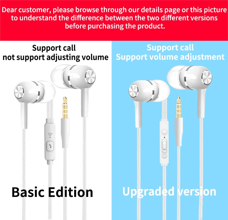 Wired Headset Earphone with Microphone Hands Free for Tablet PC Phone white