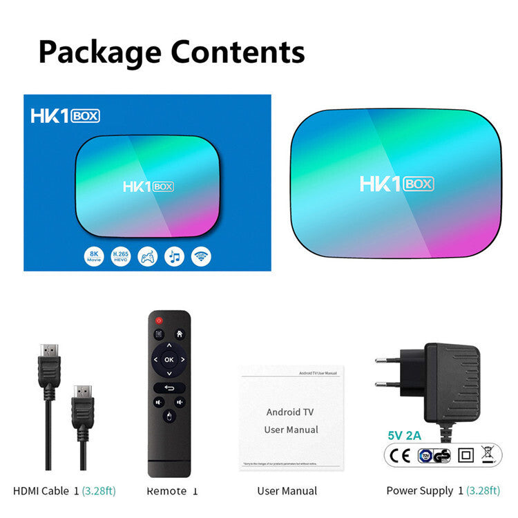 HK1 BOX 8K TV Box S905X3 Android 9.0 Smart TV BOX 1000M Dual Wifi Player Netflix Youtube Media Player Black 4GB + 32GB