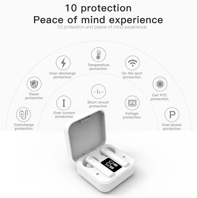 Air2S Bluetooth Headset Mini Wireless 5.1 Fingerprint Touch Earphones white