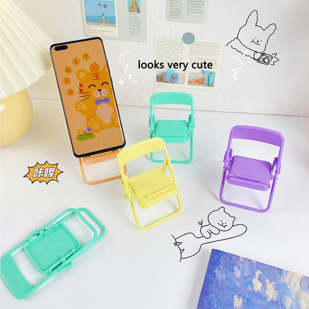 Mini Chair Shape Mobile Phone Stand Portable Cute Colorful Adjustable Folding Stool Lazy Phone Desktop Holder Purple