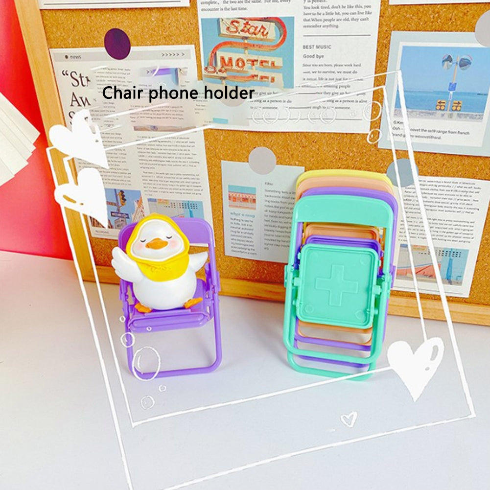 Mini Chair Shape Mobile Phone Stand Portable Cute Colorful Adjustable Folding Stool Lazy Phone Desktop Holder Purple