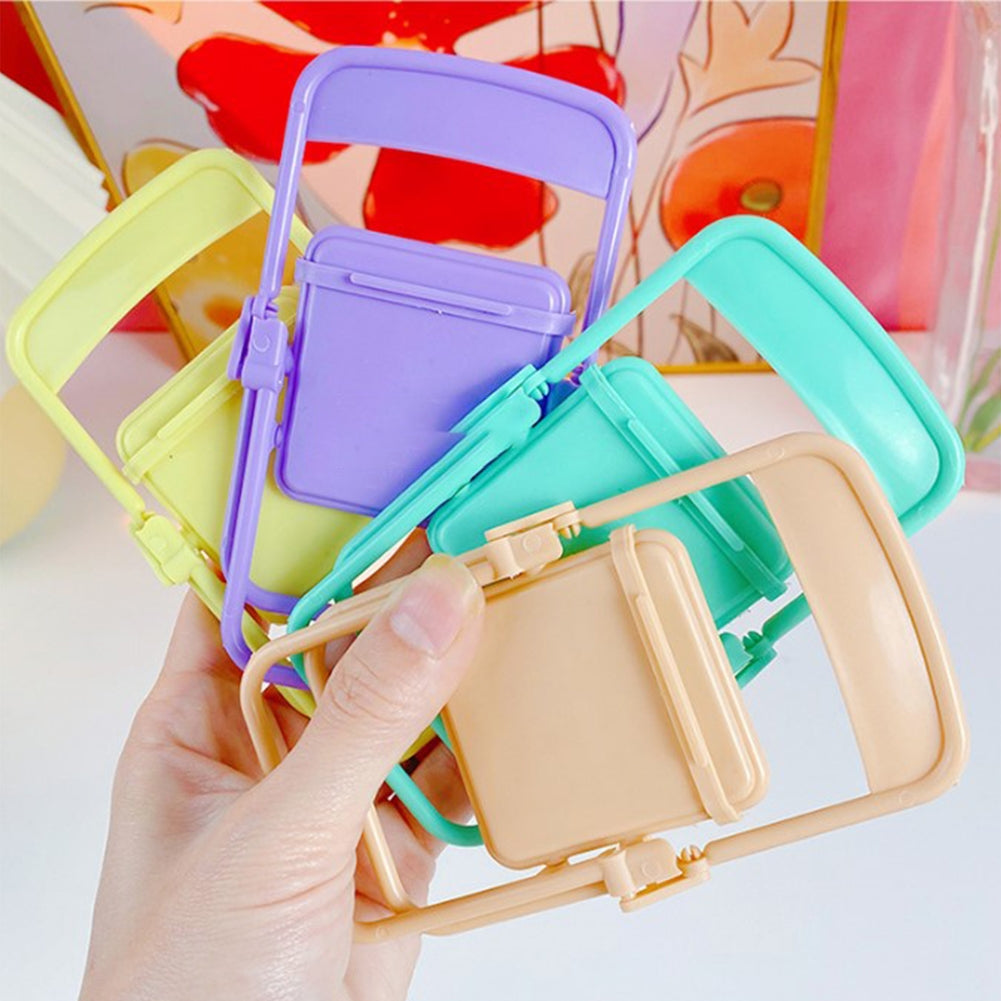 Mini Chair Shape Mobile Phone Stand Portable Cute Colorful Adjustable Folding Stool Lazy Phone Desktop Holder Purple