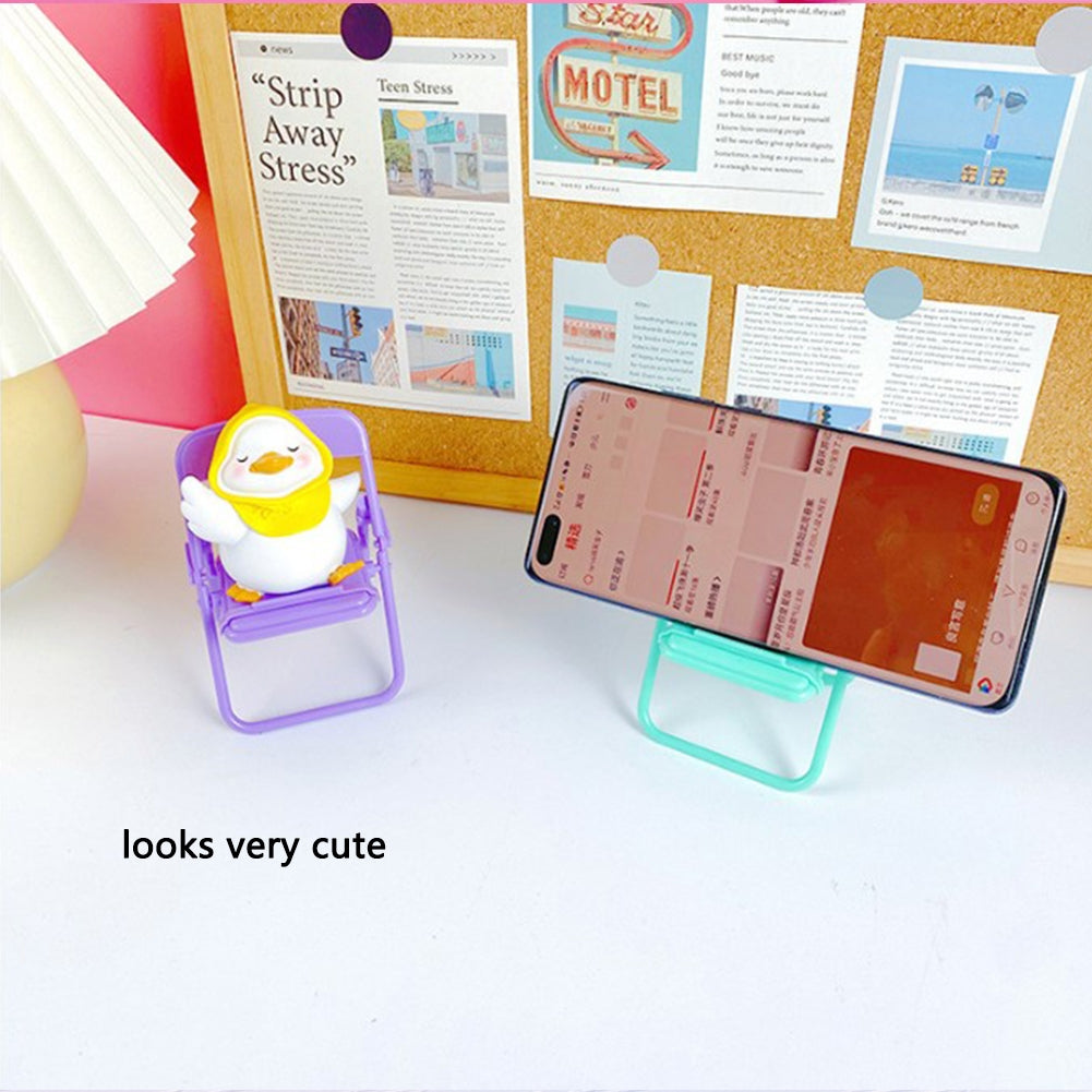 Mini Chair Shape Mobile Phone Stand Portable Cute Colorful Adjustable Folding Stool Lazy Phone Desktop Holder Purple