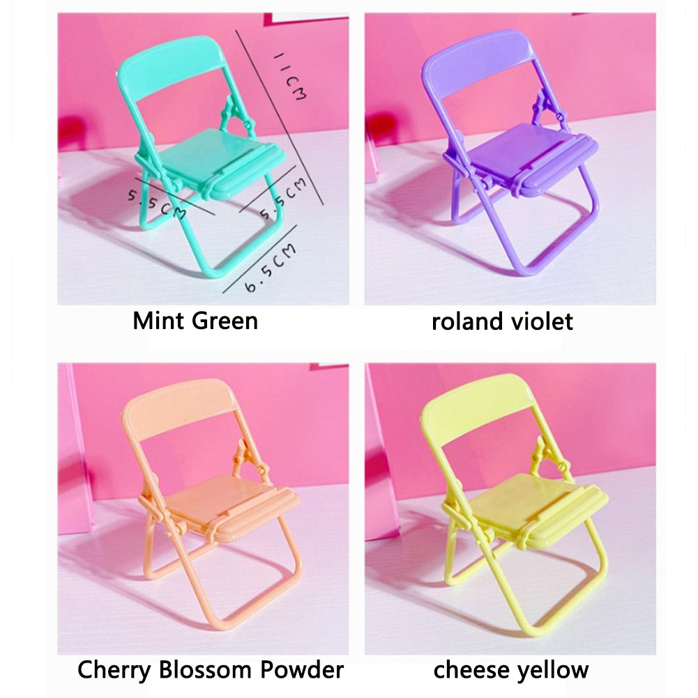 Mini Chair Shape Mobile Phone Stand Portable Cute Colorful Adjustable Folding Stool Lazy Phone Desktop Holder Purple