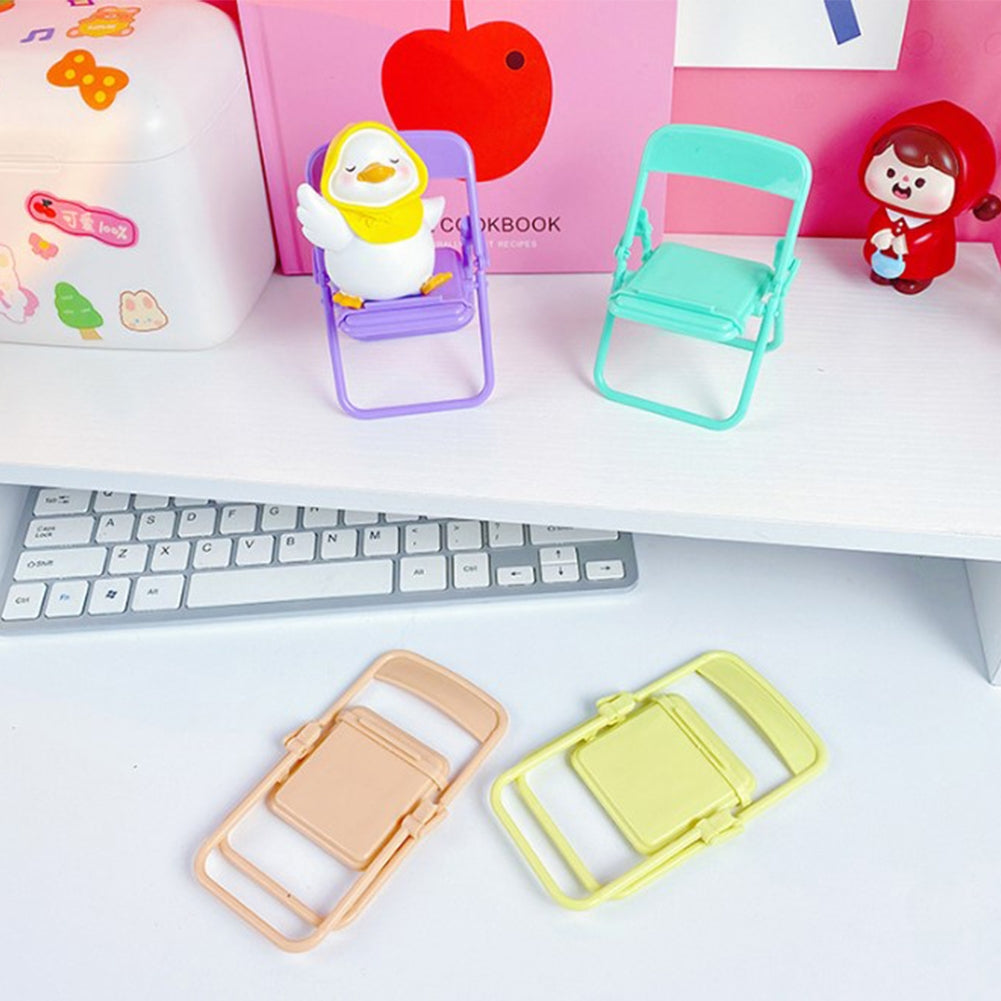 Mini Chair Shape Mobile Phone Stand Portable Cute Colorful Adjustable Folding Stool Lazy Phone Desktop Holder Purple