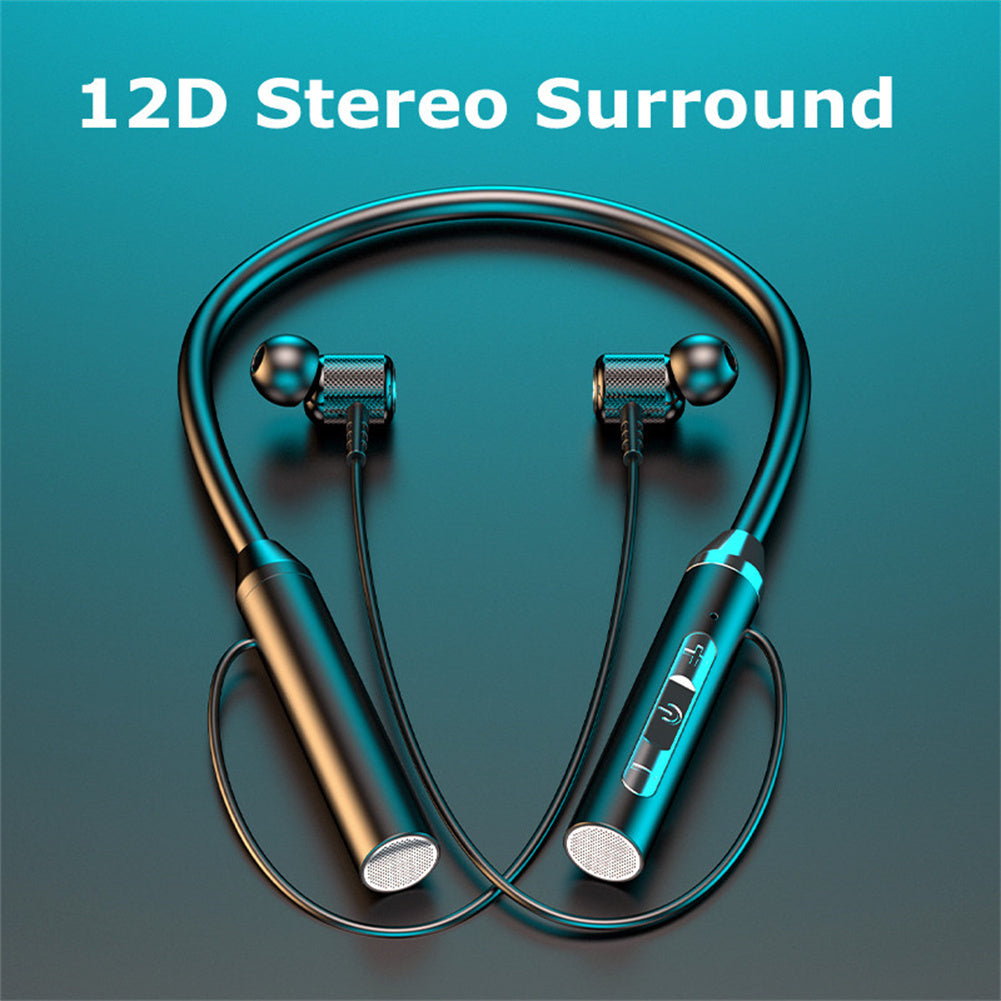 Wireless Bluetooth 5.2 Headphones Hanging Neck Stereo Noise Cancelling Universal Sports Headset with Microphone Blue