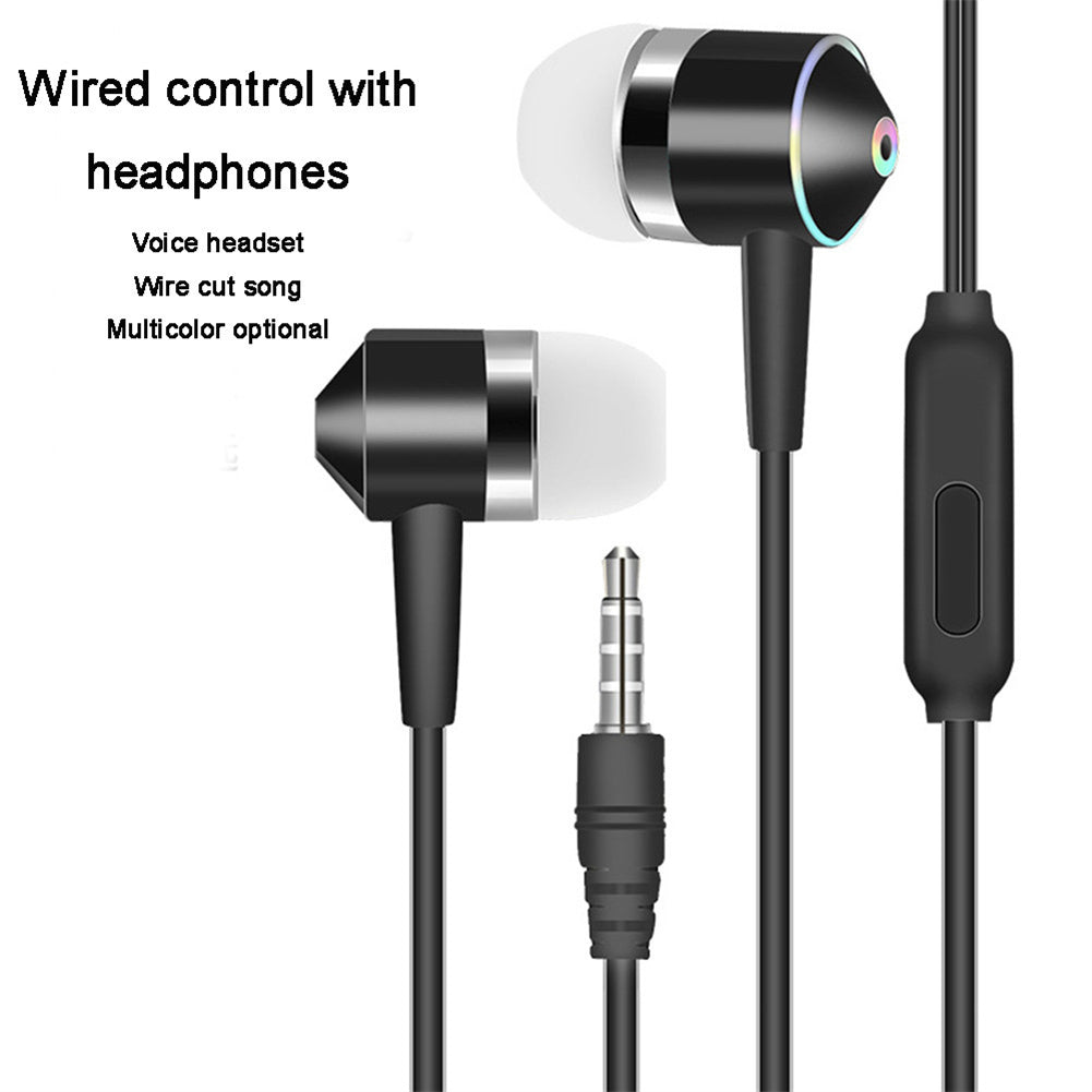 Universal 3.5mm Plug Wired In-ear Earbuds Portable Wire Control Mobile Phone Gaming Headset with Microphone White