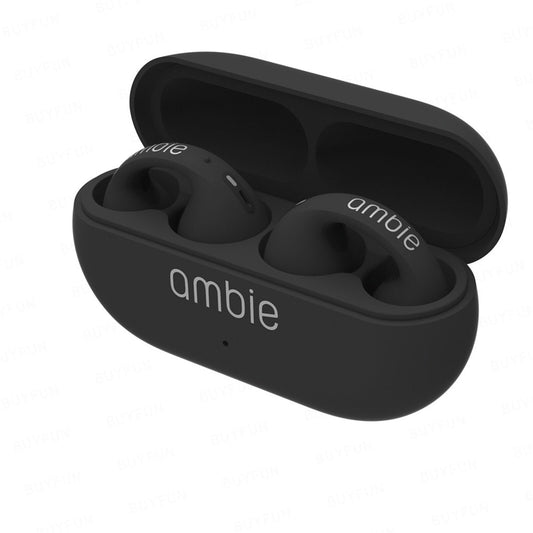 Bone Conduction Bluetooth Headphones Wireless Non-in-Ear Ear Clip Sports Headset for Ambie Black