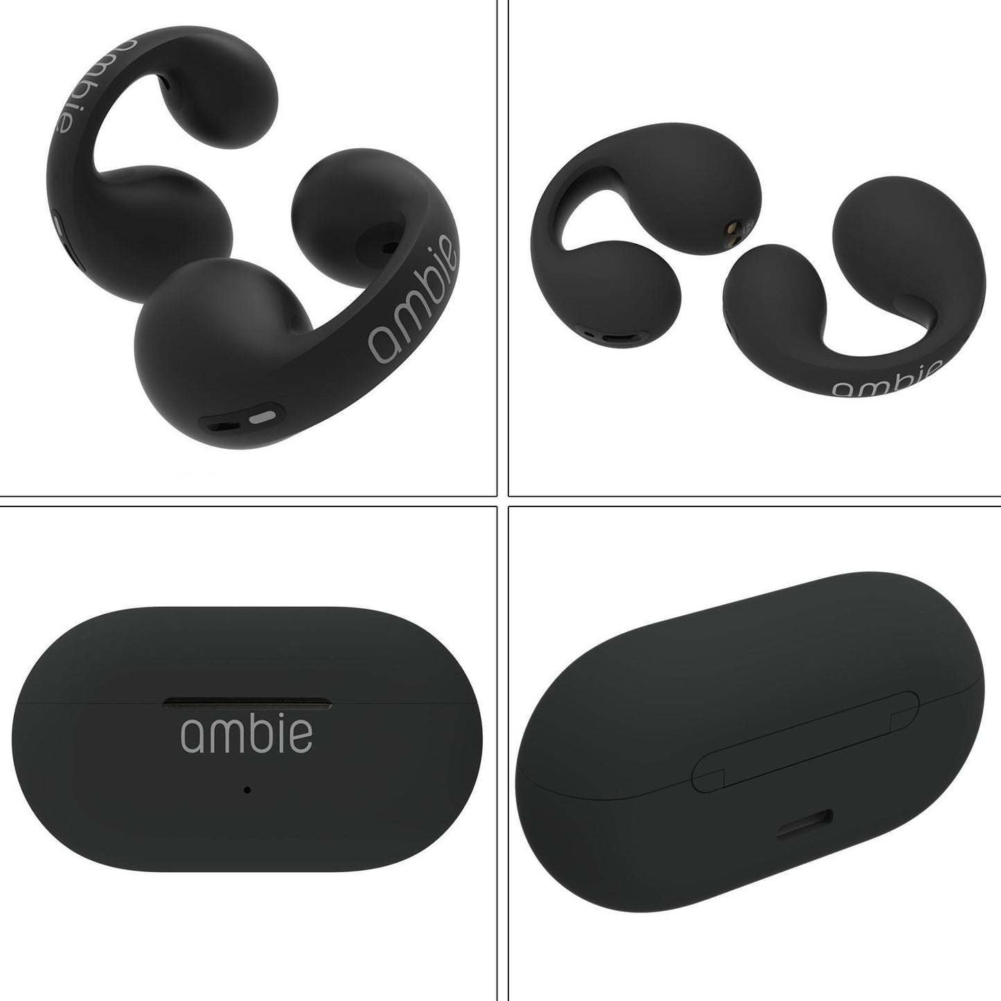 Bone Conduction Bluetooth Headphones Wireless Non-in-Ear Ear Clip Sports Headset for Ambie Black