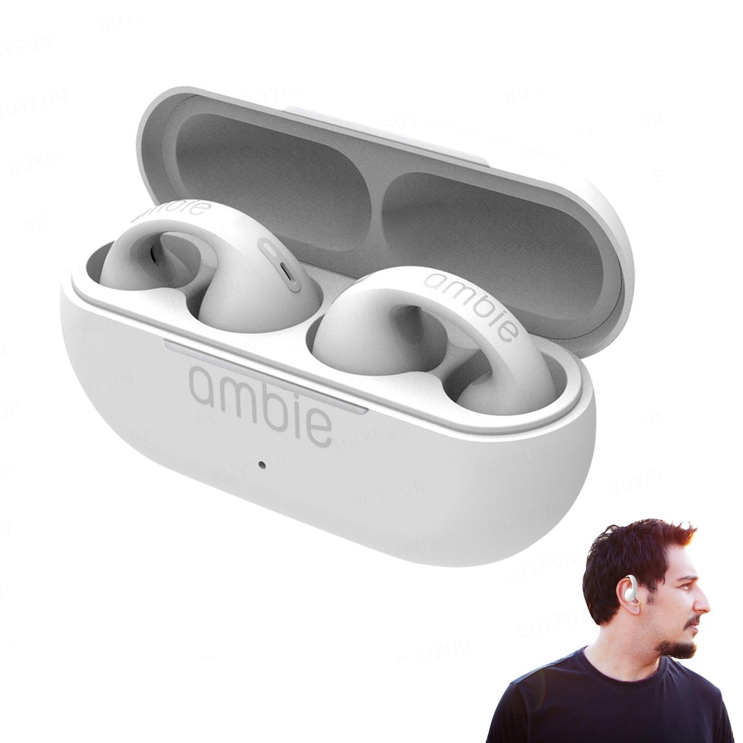 Bone Conduction Bluetooth Headphones Wireless Non-in-Ear Ear Clip Sports Headset for Ambie Black